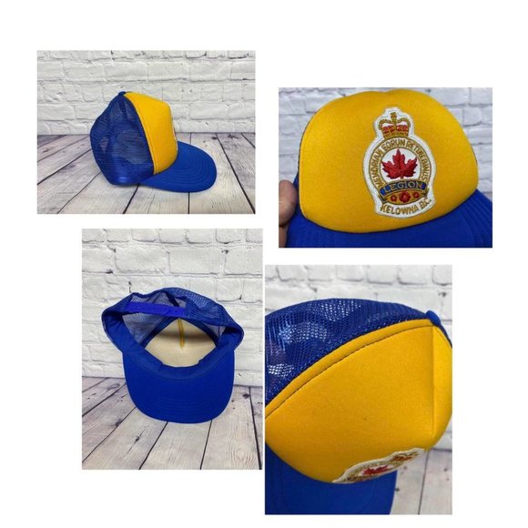 Vintage Trucker Hat Mesh Kelowna B.C. Legion Foam Visor Cap Snapback - Picture 4 of 4
